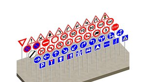 Road Signs Pack 50 Realistic 3D Revit Families Europe standard