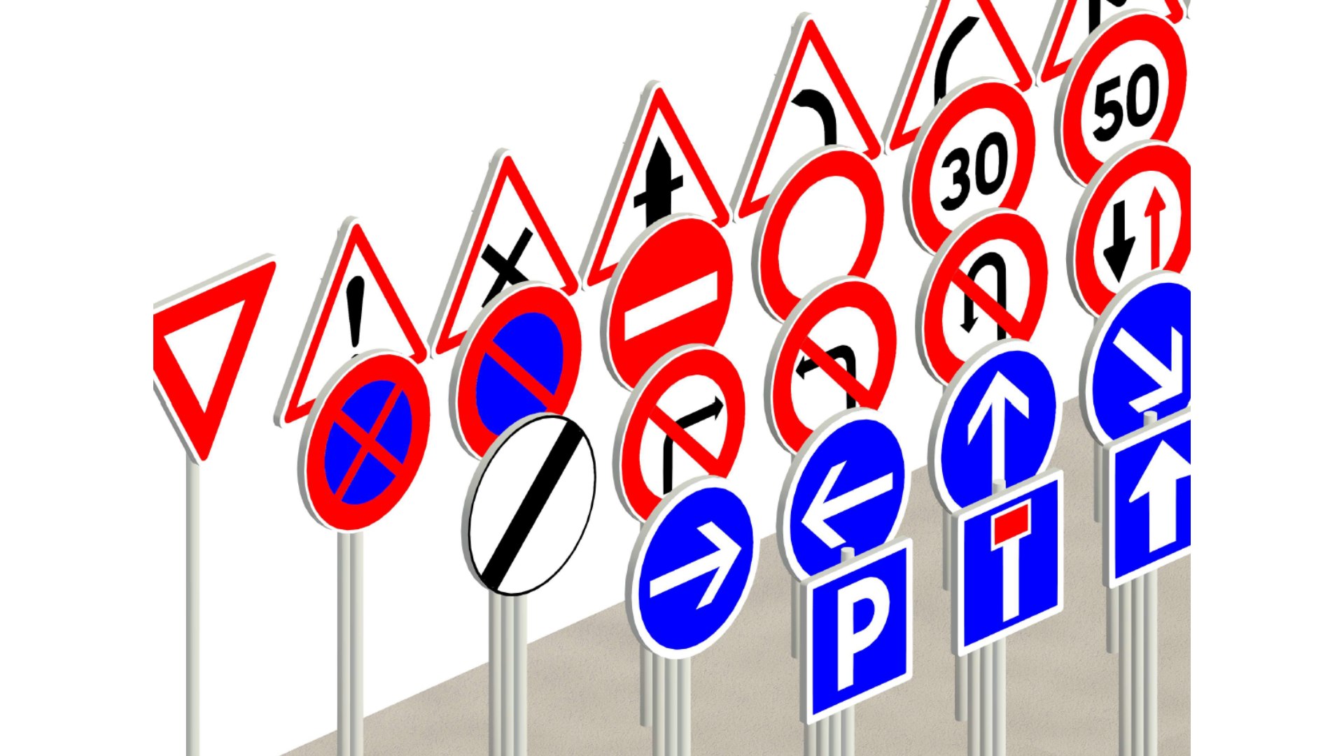 3D Road Signs Pack 50 Realistic 3D Revit Families Europe Standard Model ...