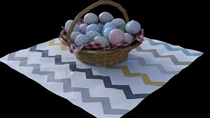 pack eggs easter with basket 3D model