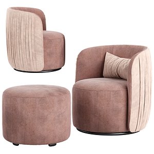 luxury armchair footstool 3D