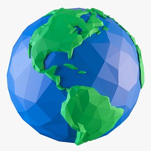 Cartoon low poly Earth with topo 3D model