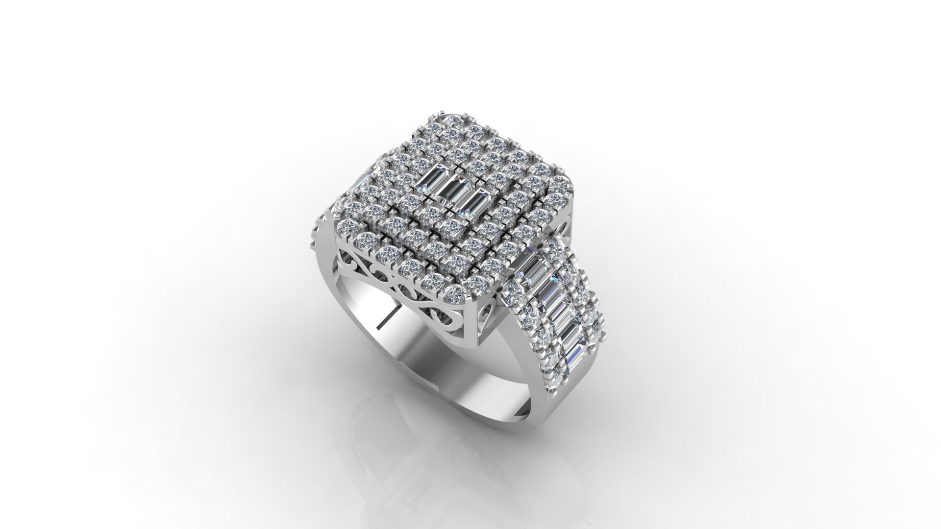 modelo 3d ANILLO REDONDO DE DIAMANTE BAGUETTE Modelo de impresión 3D ...