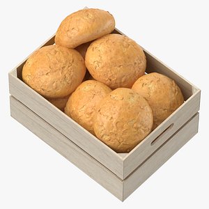 Wooden Crate With Bread 05 model