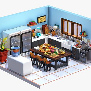 Interior kitchen design isometric cheeseboard