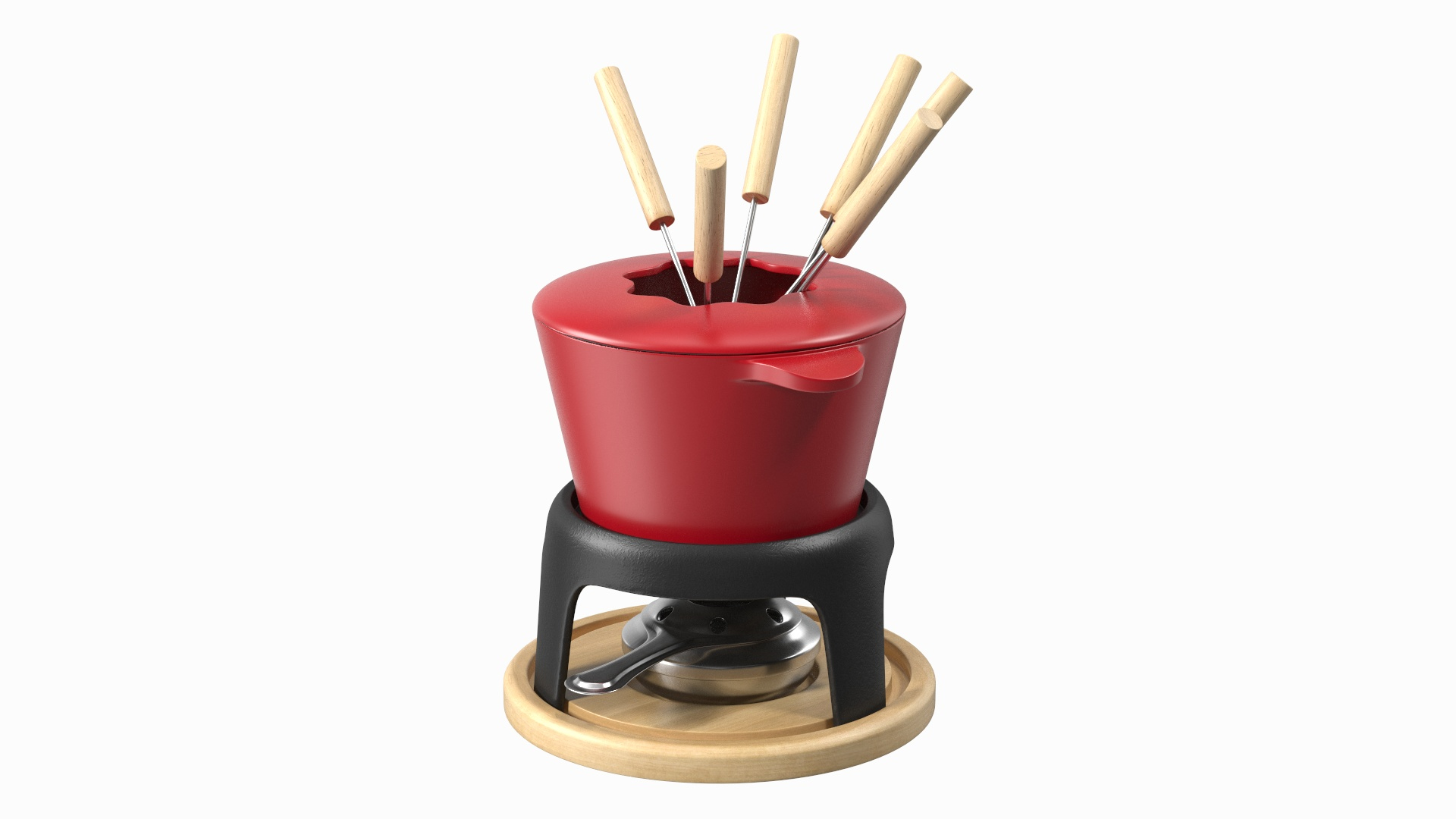 3D Red Cast Iron Fondue Set Model TurboSquid 2141584