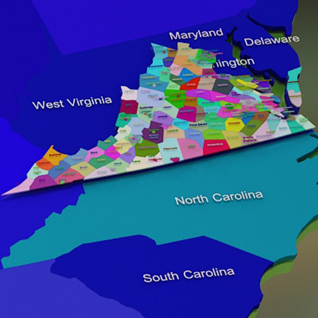 usa virginia counties 3d model