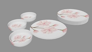 3D Indian Style Plate and Bowl model