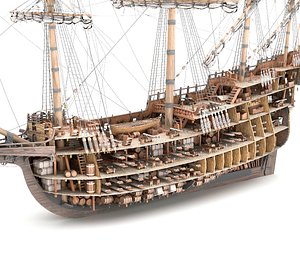 Galleon with interior model
