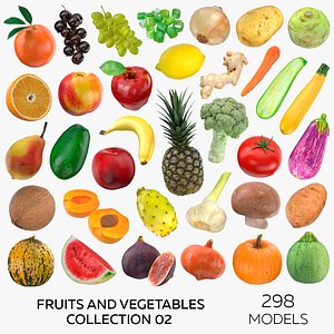 3D Fruits and Vegetables Collection 02 - 298 models