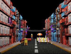 scifi city low poly mobile ready