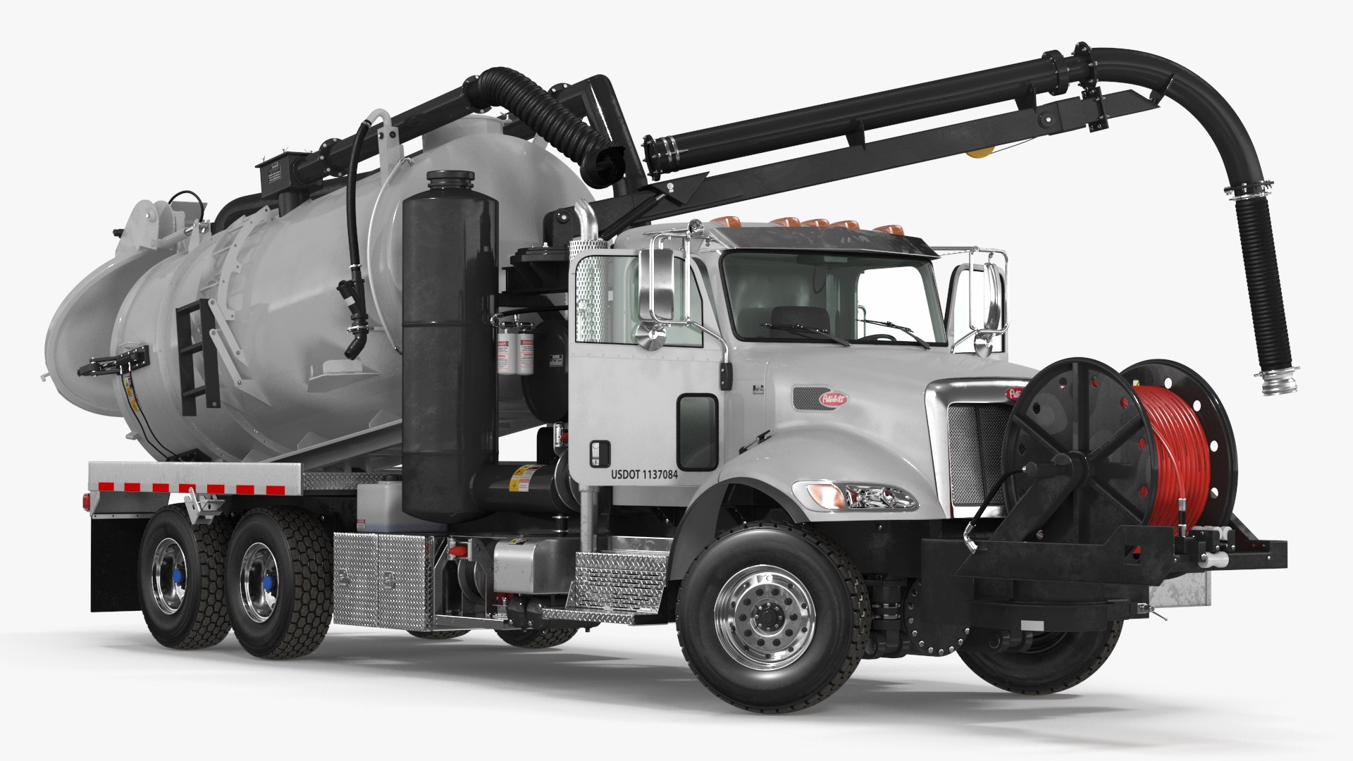 Peterbilt Sewer Cleaner Hydro Excavation Rigged 3D model preview