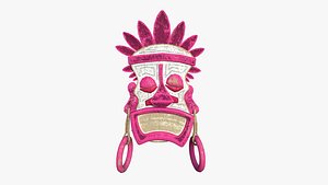 3D Tribal Mask J05 White Pink - Costume Character Design model