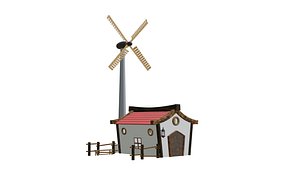 3D House with Windmill model