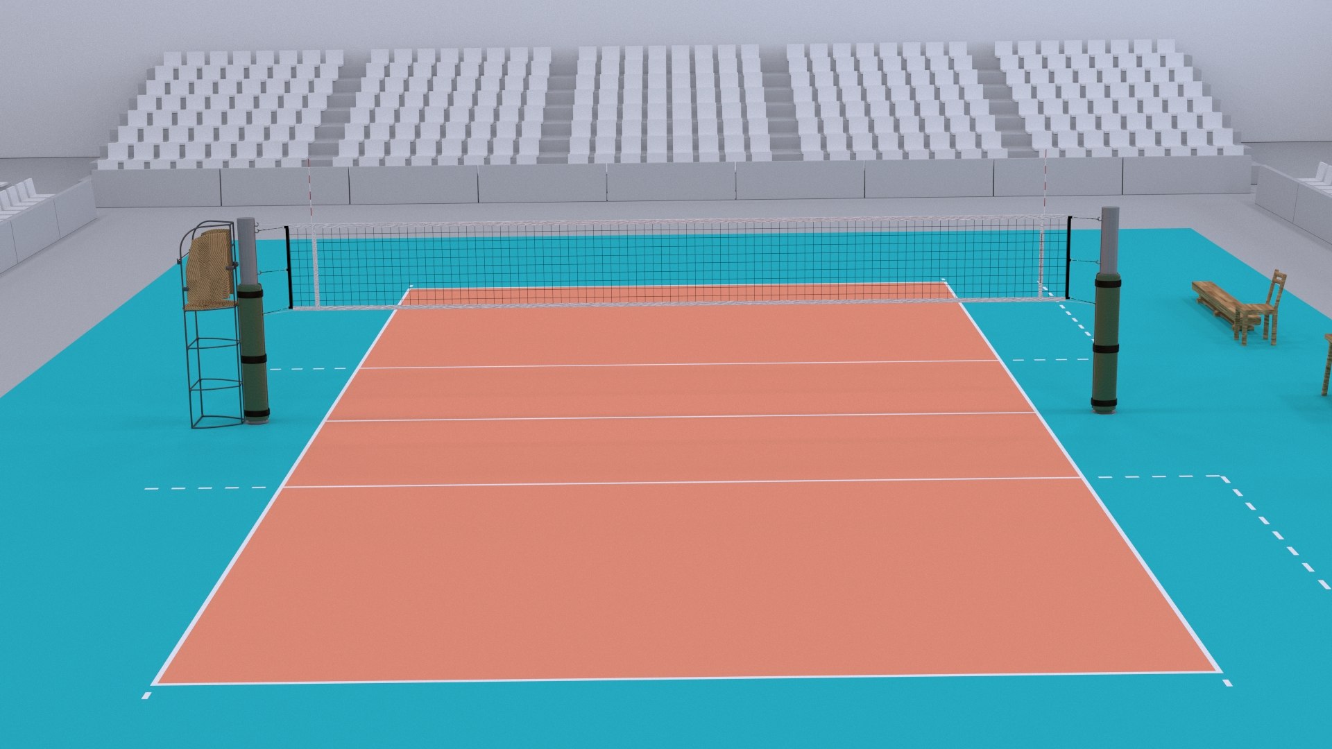 3d model real volleyball court