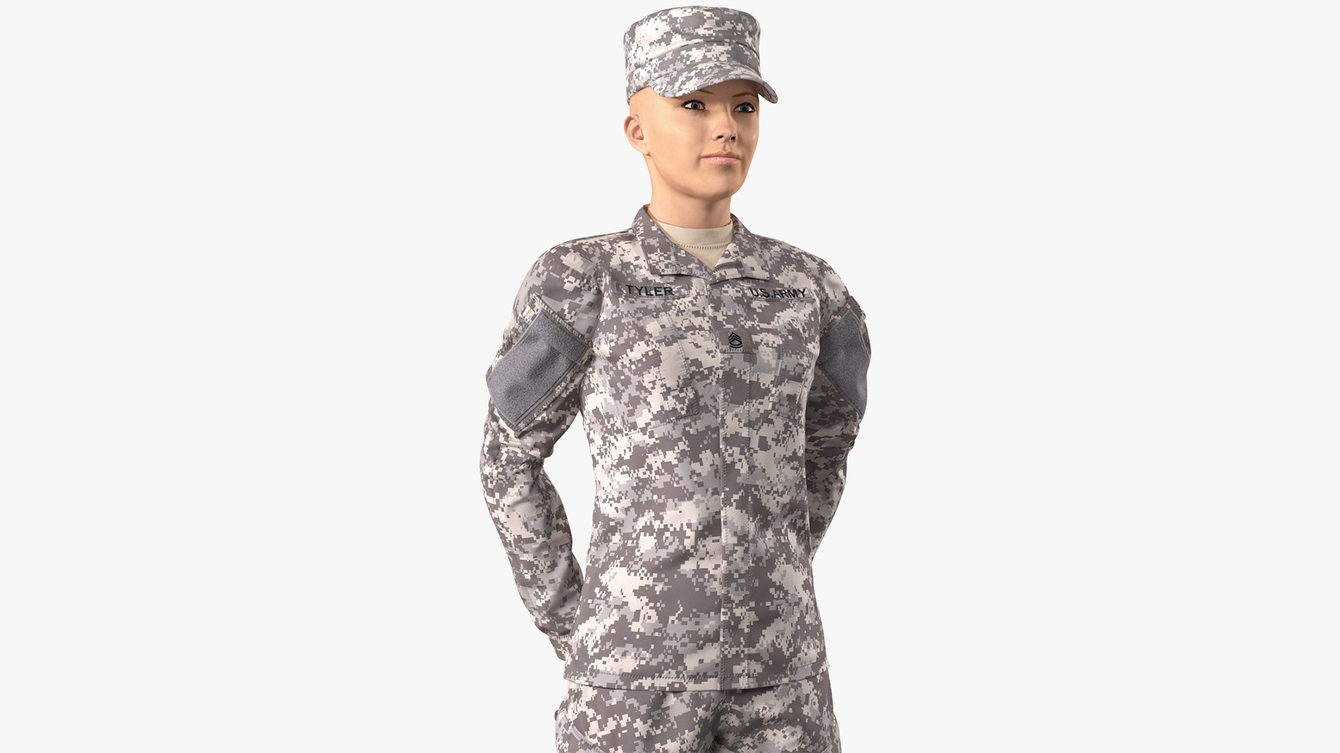 Female Soldier Military ACU Standing Pose 3D model preview
