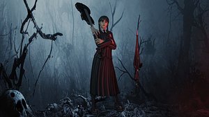 3D Wednesday Addams Low-poly model