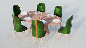 Separable Emerald Chairs Heritage Dining Table Minimal Dinner Set