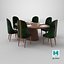 Separable Emerald Chairs Heritage Dining Table Minimal Dinner Set
