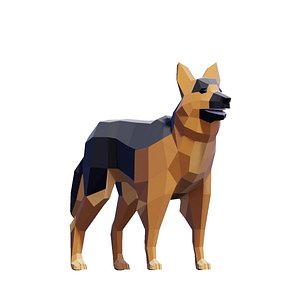 Low Poly German Shepherd Dog Pack 3D model