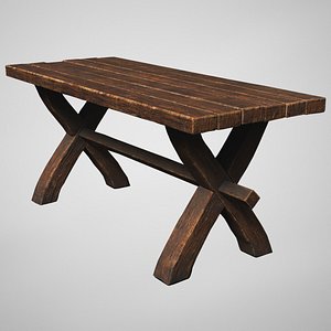 Antique Medieval Table - Wooden Dinner Desk AAA Low-poly 3D model