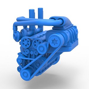 Diecast Twin turbo supercharged straight-six engine Scale 1 to 25 model