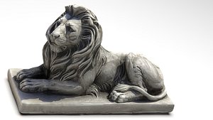 3D Sitting Lion Statue