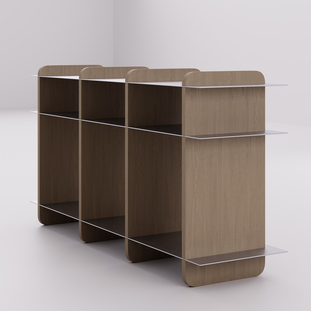 Modern Wooden Console Table 3D Model Minimal Display Shelf Console 3D ...