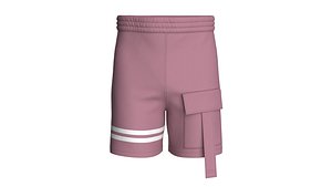 3D model Men Cargo Shorts With Double Striped