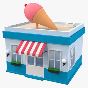 Ice Cream Shop Low Poly 3D Model