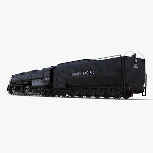 3D Locomotive Big Boy with Trailed Tender Rigged for Cinema 4D