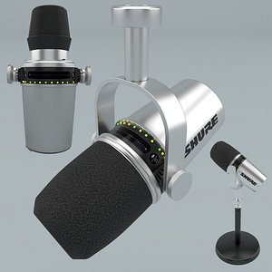 Shure MV7 Podcast Microphone Grey 3D model