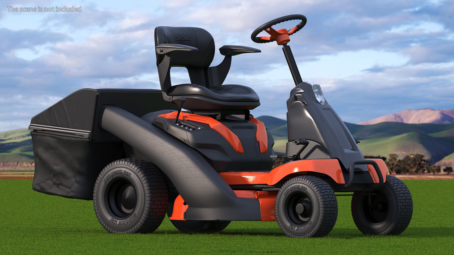 Mobile Lawn-Mower Orange With Grass Collection Bag Rigged 3D ...