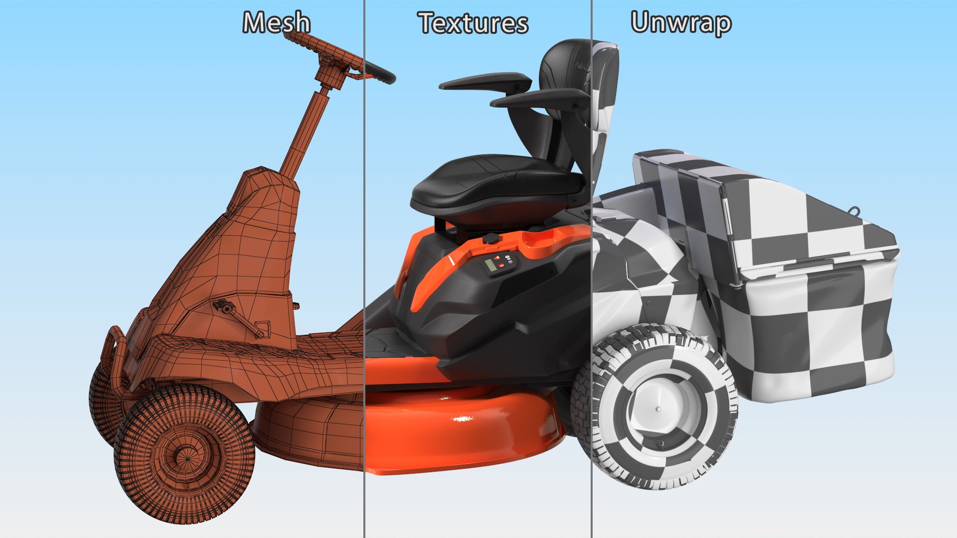 Mobile Lawn-Mower Orange With Grass Collection Bag Rigged 3D ...