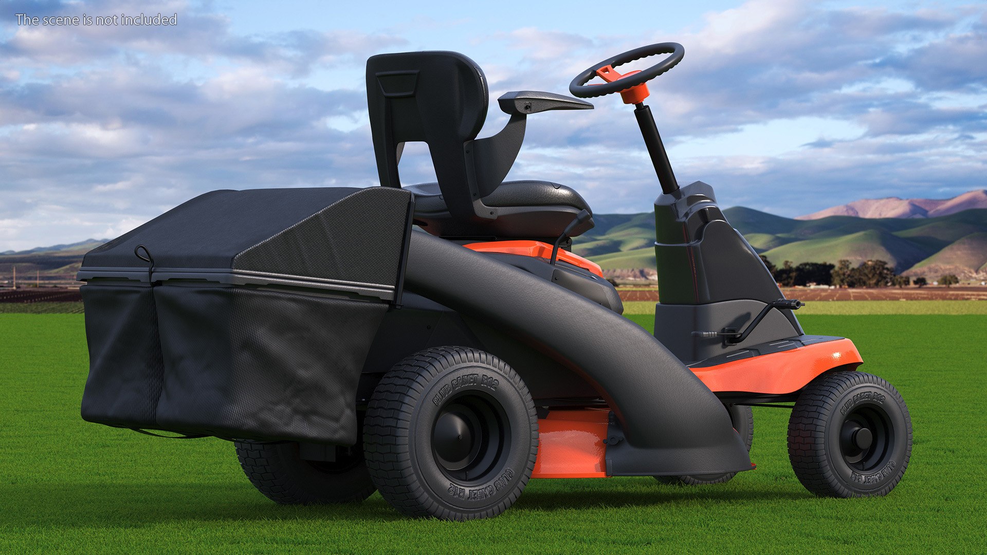 Mobile Lawn-Mower Orange With Grass Collection Bag Rigged 3D ...
