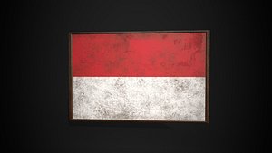 Old Picture Frame With Monaco  Flag - Game Ready PBR Low-poly 3D Model
