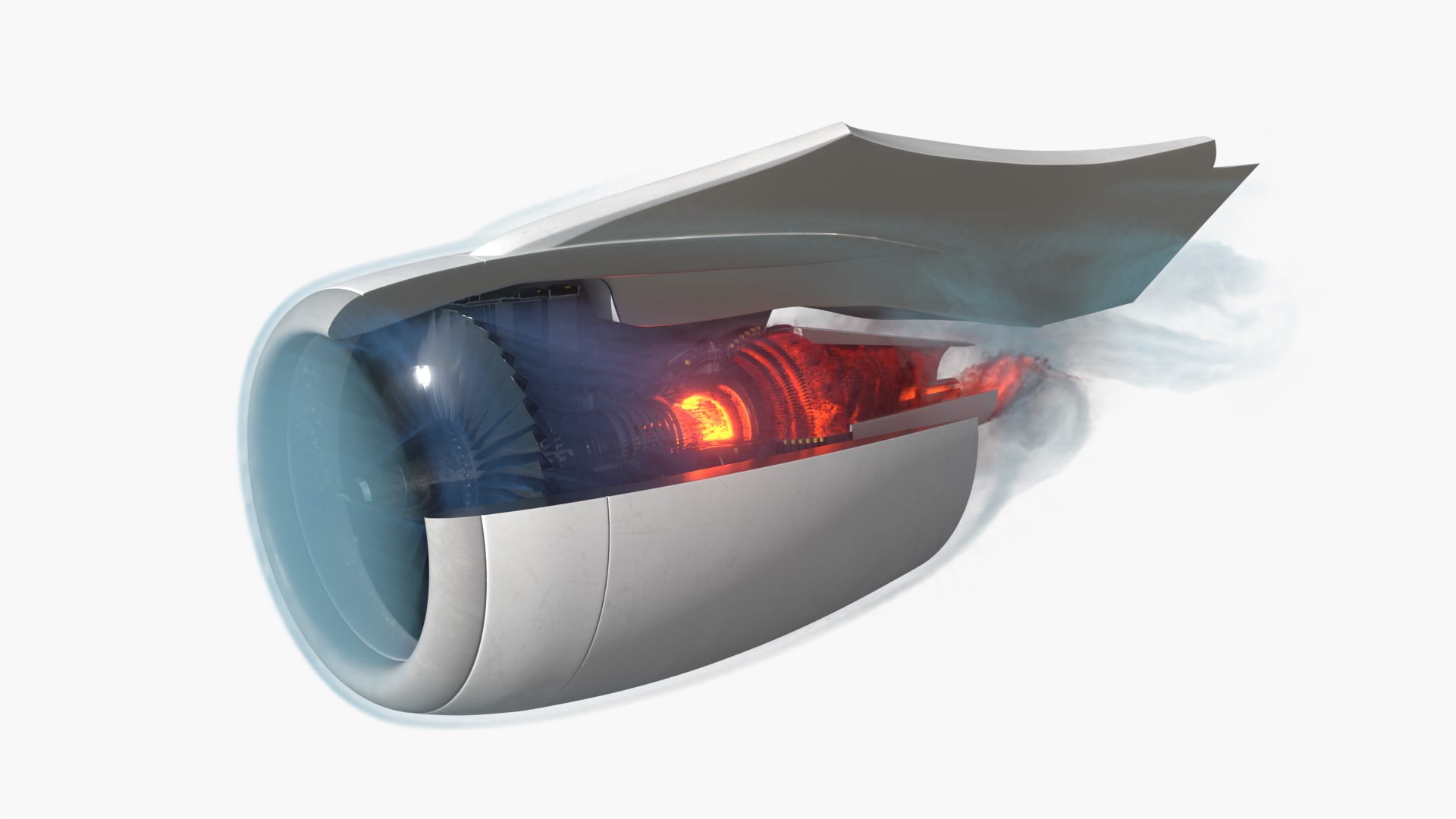 Gas Turbine Jet Engine With Airflow VDB Animated For Blender 3D Model ...