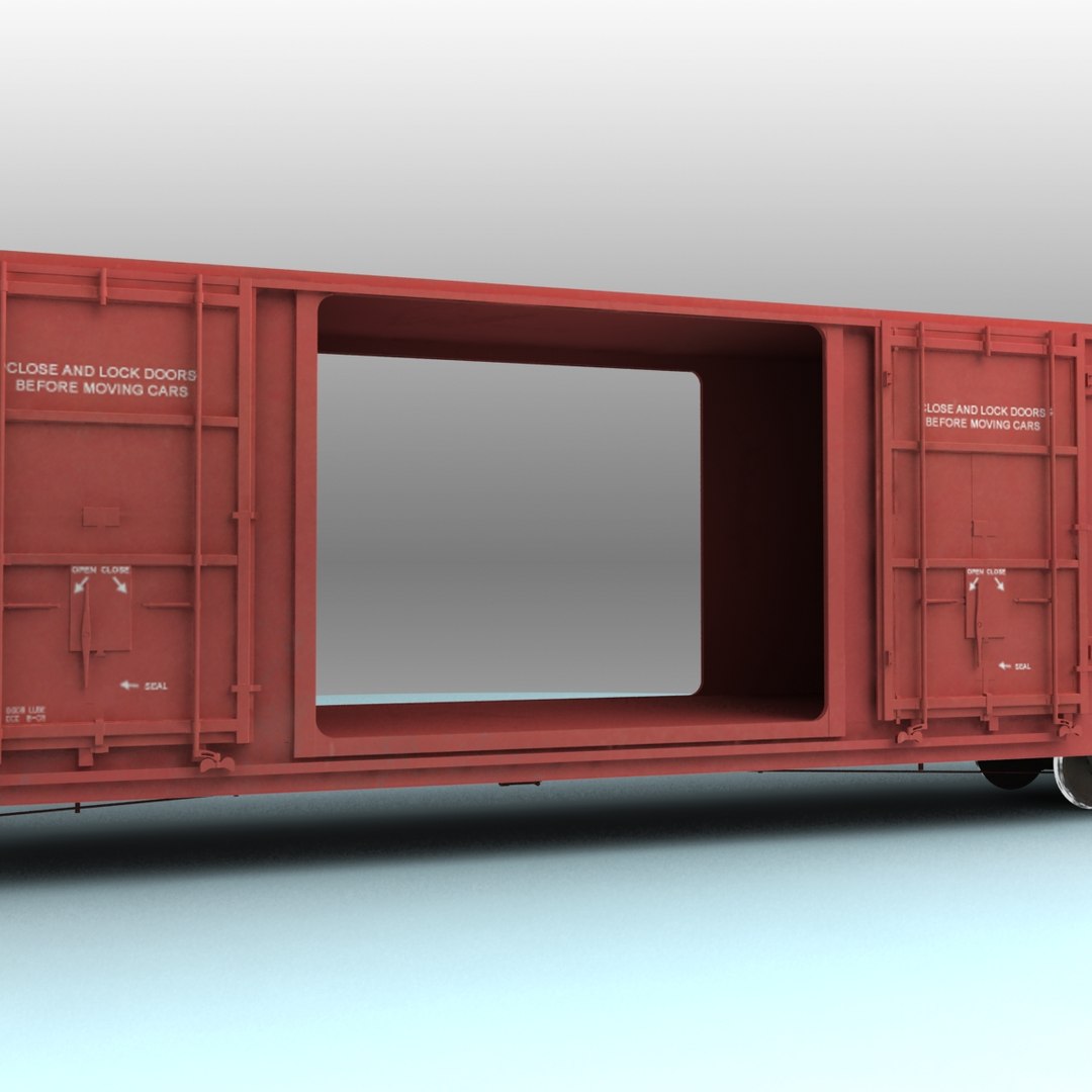 3d A606 Boxcar Rails Cargo Model