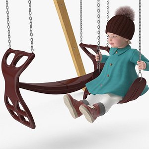 Toddler Girl on Park Swing 3D model