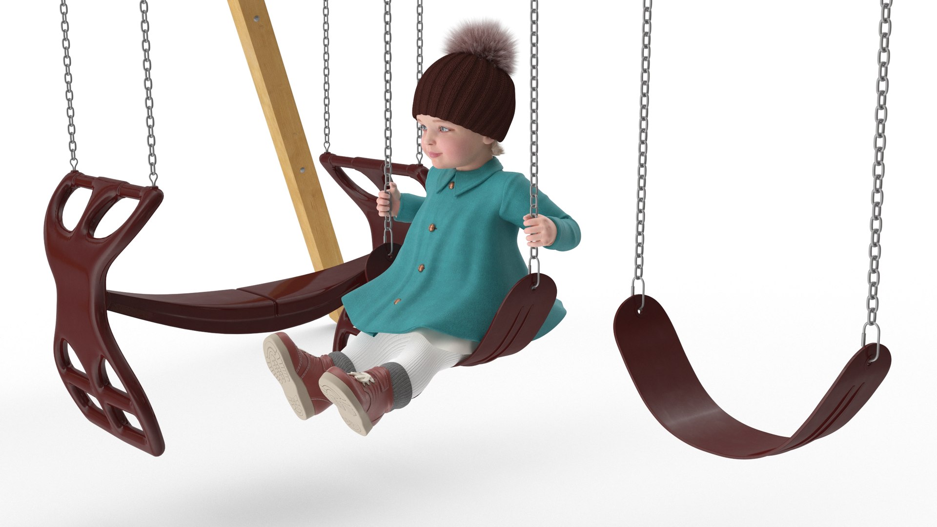 Toddler Girl on Park Swing 3D model preview