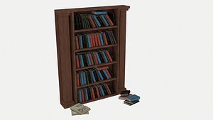 Old shelf with books 2 3D model
