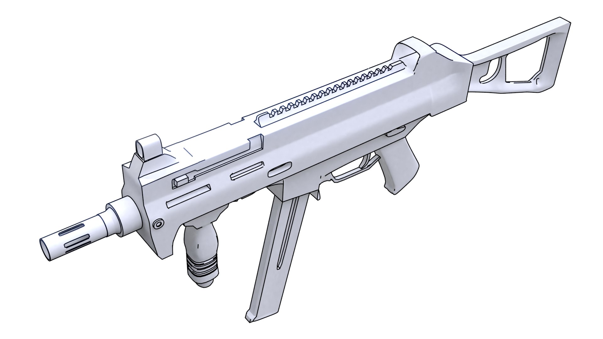3D Light Submachine Gun Weapon Model TurboSquid 1351847