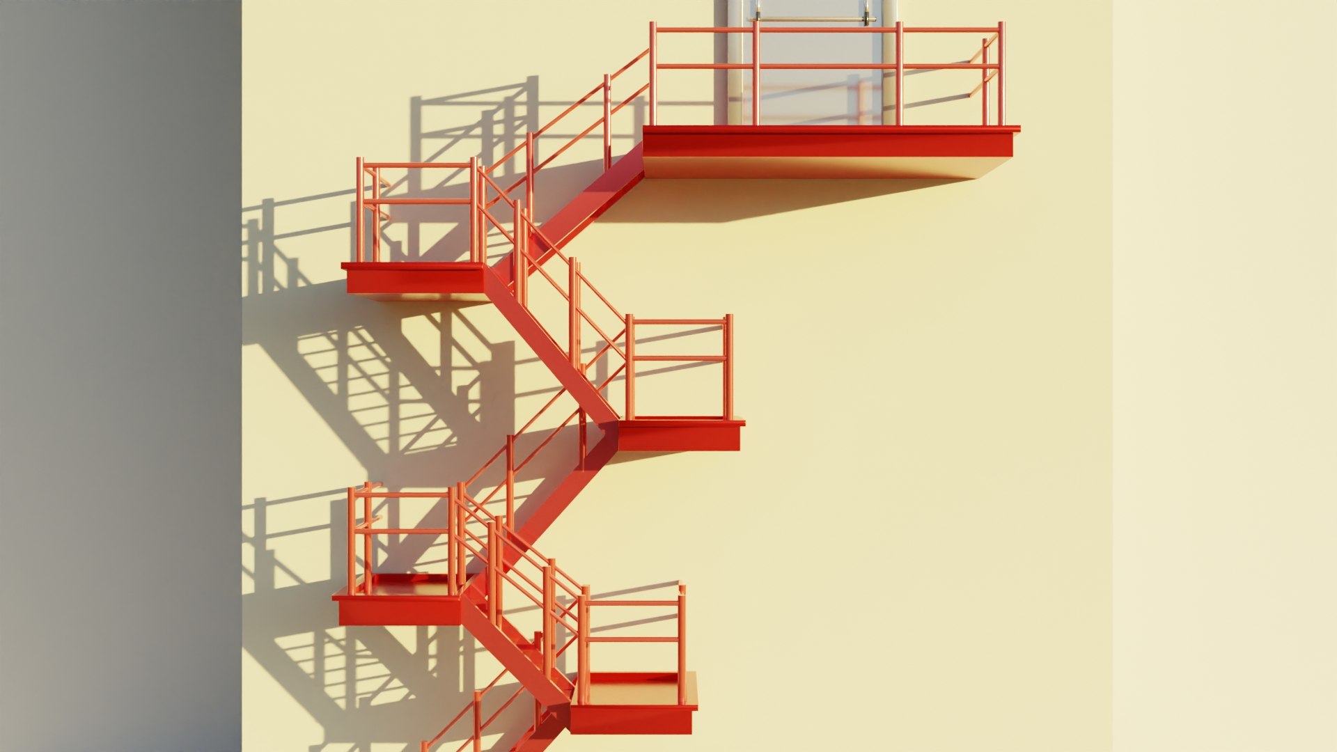 3D Fire Escape Staircase Exterior Low Poly Model TurboSquid 1974783