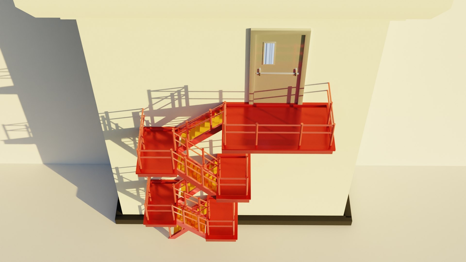 3D Fire Escape Staircase Exterior Low Poly Model TurboSquid 1974783