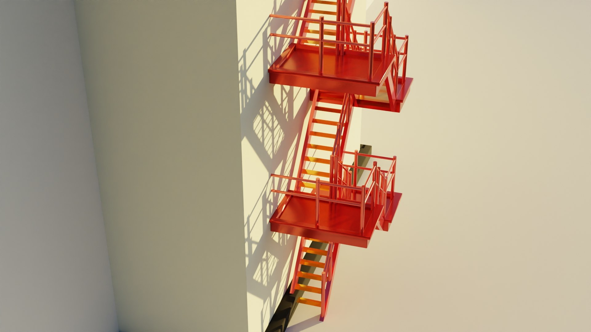3D Fire Escape Staircase Exterior Low Poly Model TurboSquid 1974783