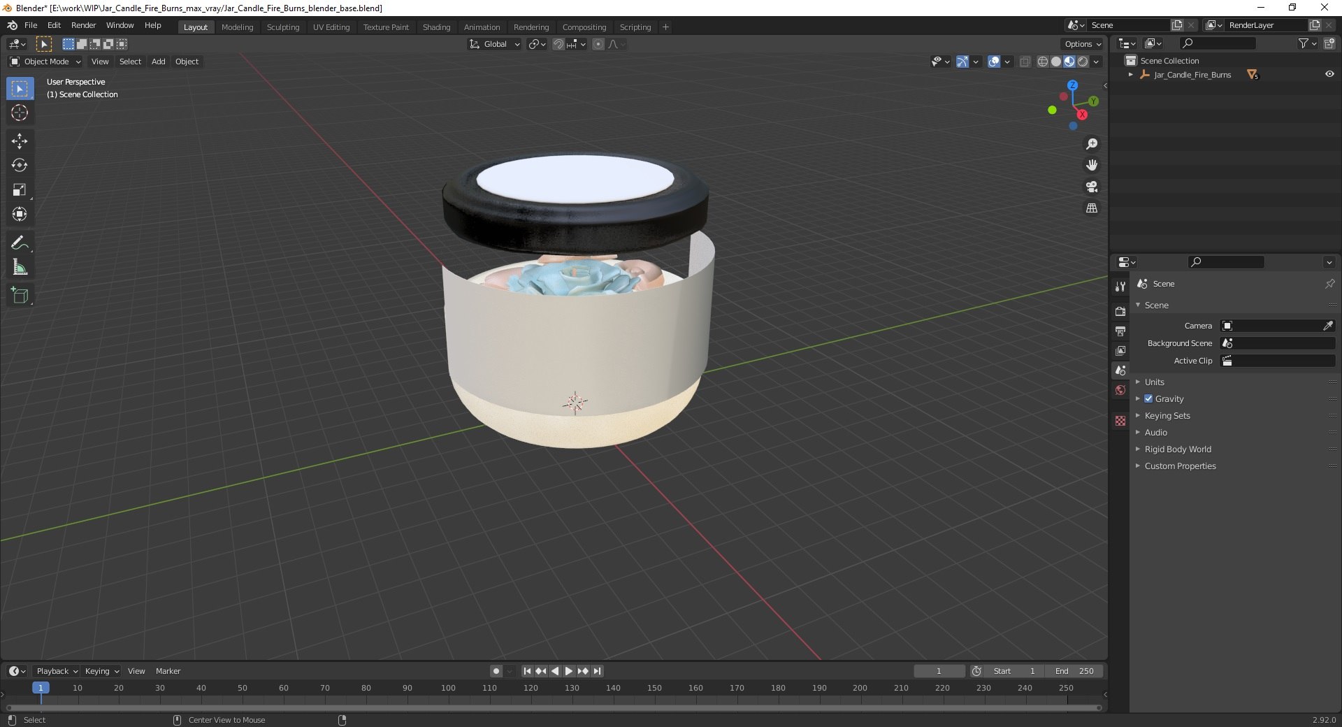 Jar Candle Fire Burns 3D model preview