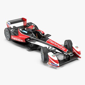 Formula E Race Car Mahindra Rigged 3D Model