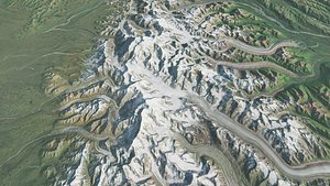 3D Vast Alaskan Landscape - 200x200km Real-World Terrain Denali model