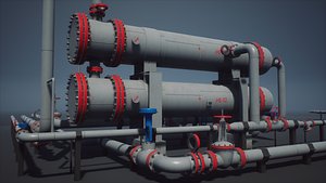 Industrial Vessel Double Heat Exchanger PBR Game Ready