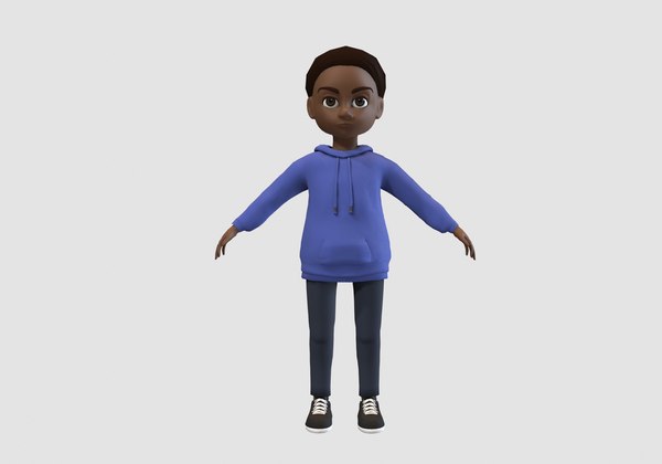 black cartoon kid 3D