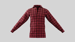 Male Shirt 01 Red Fannel Checkered 3D model